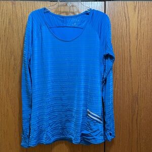 Athleta Blue Striped Long Sleeve Tee
